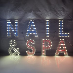 EPL NAIL&SPA Blue/Red, Led 1G On-Off Sign, Eye-Catching, Super Bright Business Decor, 14"x24", Professional Beauty Salon Display Light