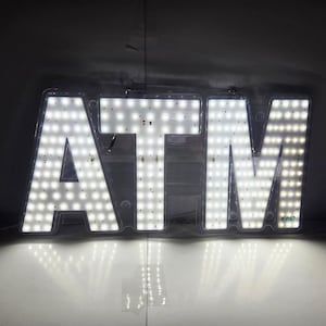 EPL ATM White, LED 2G Blinking Sign, Eye-catching, Super Bright, 7"x15", Remote Control & Business decor, Storefront display, signage