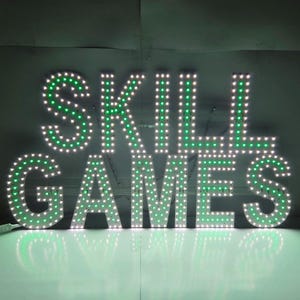 EPL SKILL GAMES Green, Led 3G Sparkling Sign, Eye-catching Sign, Super Bright, 16"x30", Remote Control, Business decor, Storefront display