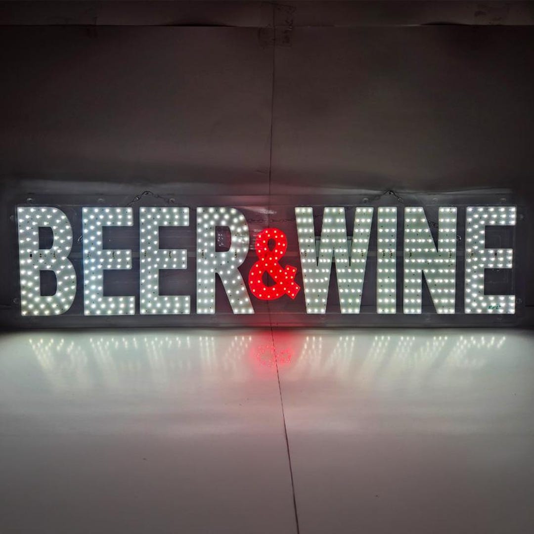 EPL Beer&wine White/red, LED 2G Blinking Sign, Eye-catching, Super ...