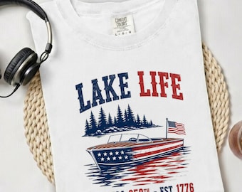 Patriotic Lake Life Tshirt, America 250 Years Lake Life Shirt, Gift for Outdoors Lovers, camper travel tee, Family Camping Sweat