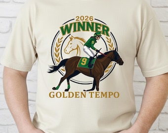 2026 Winner Golden Tempo Tshirt, retro horse racing, horse lover tee, vintage hoese race, Racing Fan T-Shirt, race day outfit