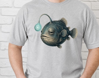 Relatable Sad Mentally Offline Anglerfish Shirt, Vintage Anglerfish Tee, ocean lover gift, Deep Sea Anglerfish Tshirt