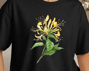 Honeysuckle Flower Shirt, June birth flower Honeysuckle Tshirt, June Birth month flower Tee, Floral Honeysuckle Gift For Women