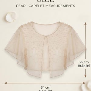 Luxus Braut Cover Up Perle Schal Hochzeitskleid Topper Tüll Cape Schulter Wrap Weiß Elfenbein Schwarz Bild 13