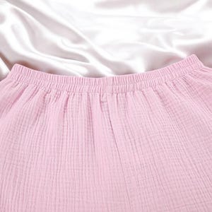 Conjunto de pijama de algodón para novia, atuendo de preparación para la novia, ropa de dormir de boda con ribete de encaje rosa claro, idea de regalo para luna de miel, aniversario, ocasión especial imagen 12