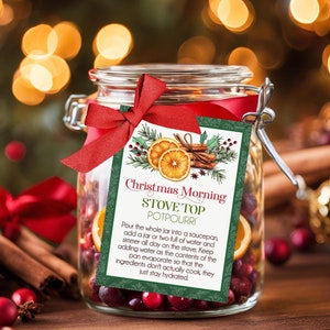 Etichetta regalo di Natale Potpourri da fornello, modello di etichetta regalo per insegnanti, modello di etichetta regalo per le feste, download immediato digitale modificabile stampabile