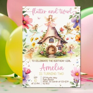 Editable Fairy Birthday Invitation, Enchanted Garden Party Magical Floral Invite Template, Boho Digital Butterfly Printable Instant Download