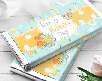 Happy Mother's Day Candy Bar Wrapper, Printable Mothers Day Favors, Floral Mothers Day Chocolate Wrapper, Mothers Day Gift, Instant Download