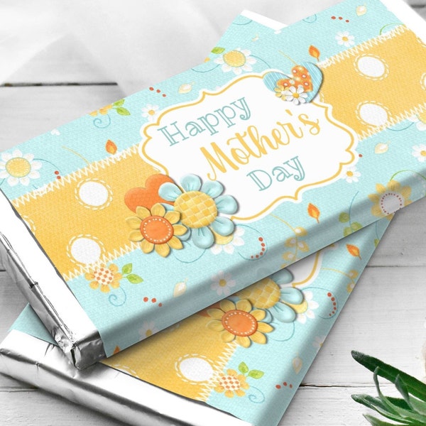 Happy Mother's Day Candy Bar Wrapper, Printable Mothers Day Favors, Floral Mothers Day Chocolate Wrapper, Mothers Day Gift, Instant Download