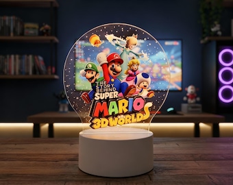 Nachtlampje geïnspireerd op Mario 3D World voor gamingdecoratie