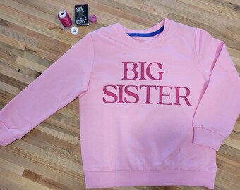 Big Sister Embroidered Toddler lightweight crew neck