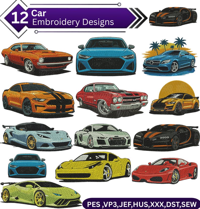 Car Embroidery Design | Auto Stitch File | Mechanic Patch | Garage Logo ...