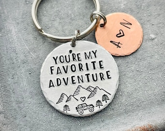 You're My Favorite Adventure Keychain, Anniversary Keychain, Gift to Celebrate Relationship, Gifts for Him, Nature Inspired Anniversary Gift