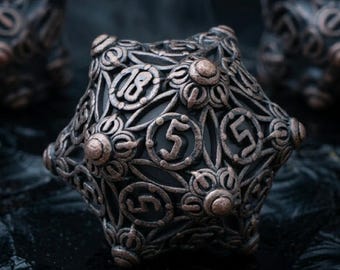 Antique Brass Steampunk Dnd Dice Set | 7 Pcs Polyhedral Dice Sets | Arcana D20 Dungeons and Dragons Accessories RPG | D&D Dice Gift for DM