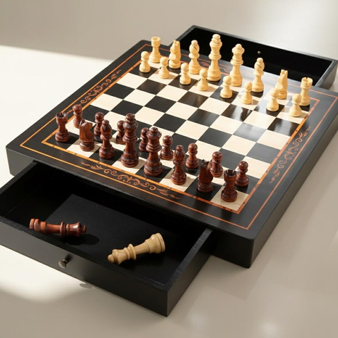 Magnetic Solid Wood Chess Set | Custom Chess Board Game Set With Pieces ...