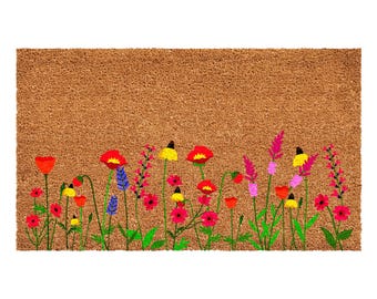 Spring Blooms, Floral Doormat, Spring Porch, Coir Doormat, Spring Decor, Flower Design, Welcome Mat, Wildflower Meadow, Wildflower,