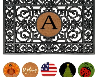 Interchangeable Monogram Doormat, Personalized Doormat, Rubber Doormat, Heavy Duty Mat, Custom Doormat, Housewarming Gift, Gift for Mom, Mat