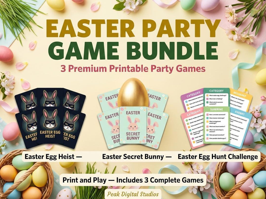 Easter Party Game Bundle Printable, 3 Easter Games for Families and ...