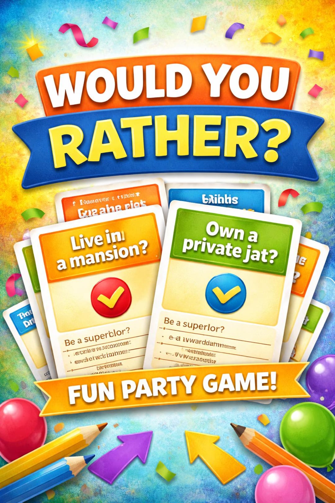Would You Rather Printable Game | Fun Party Game for Kids, Teens ...