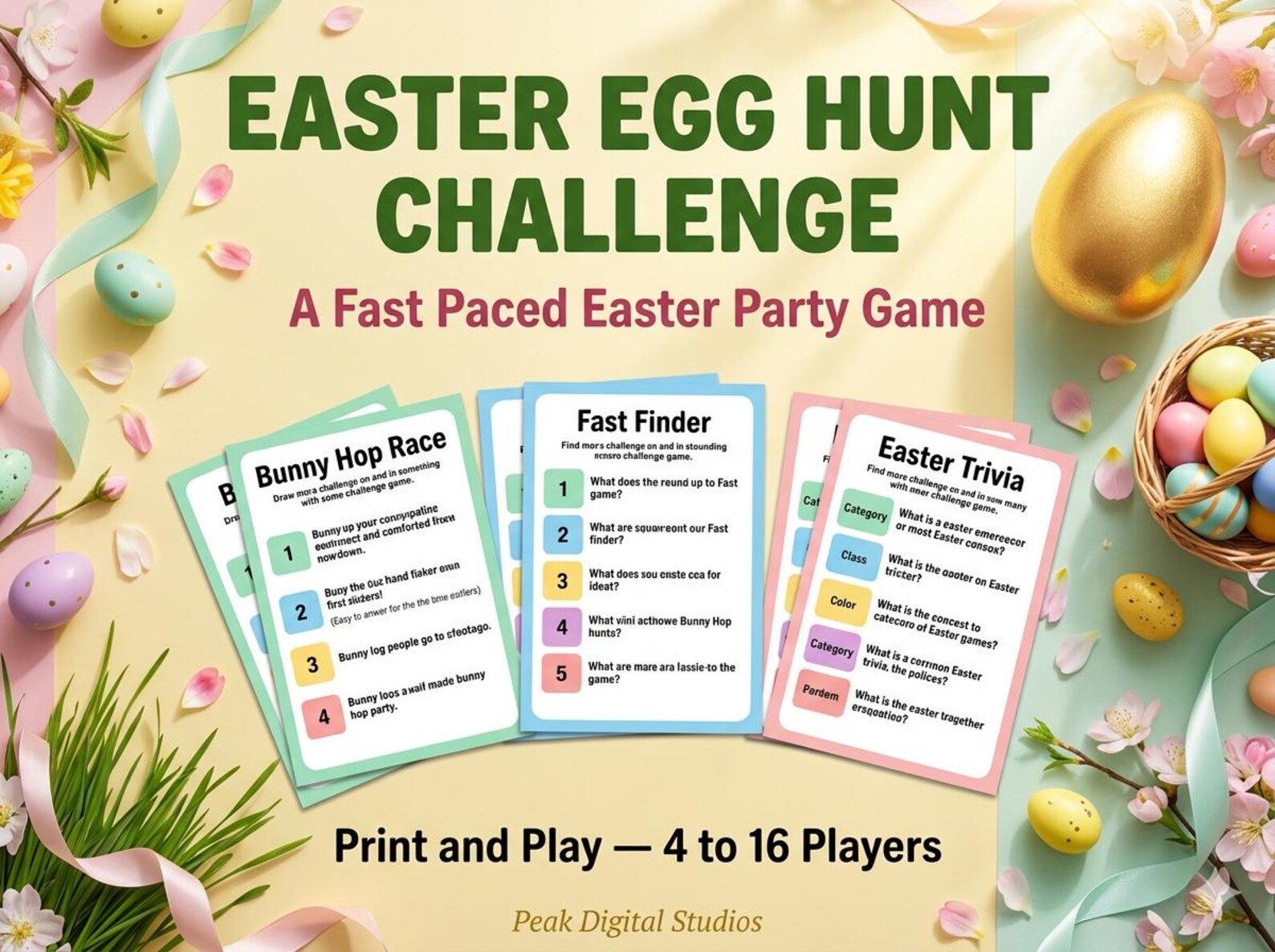 Easter Egg Hunt Challenge Game Printable, Easter Party Game for ...