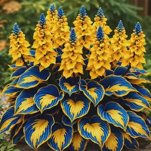 Más de 200 semillas de Hosta Azul Amarilla: una rara mezcla de plantas perennes de sombra para un follaje vibrante en el jardín.