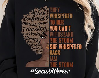 Social Worker African American Women PNG, Black History Month| Social Worker Gift Juneteenth Design Black Queen Empowerment Digital Download