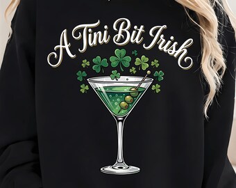 A Tiny Bit Irish Patricks Day Funny Irish Drinking PNG | A Tini Bit Irish PNG, St Patricks Day Shirt Design, Cute Shamrock Party Graphic