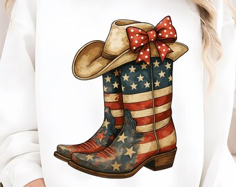 Rustic Rodeo Patriot Western Cowboy Boots Hat Americana PNG | Western PNG, Cowboy Clipart, Country Americana Sublimation, Rustic Cowgirl