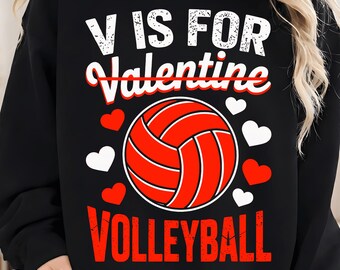 V is for Valentine Volleyball PNG | Volleyball Valentines Day PNG, Volleyball Love Shirt Design, Sport Valentine Gift Digital File