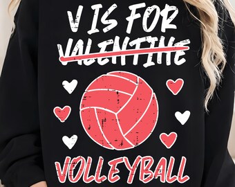 V is for Valentine Volleyball PNG | Volleyball Valentines Day PNG, Volleyball Love Shirt Design, Sport Valentine Gift Digital File