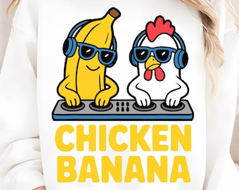 Funny DJ Chicken Banana PNG Meme Animal Clipart, Weird Banana Chicken Design, Funny Sublimation Graphic, Digital Download High Res PNG 300DP
