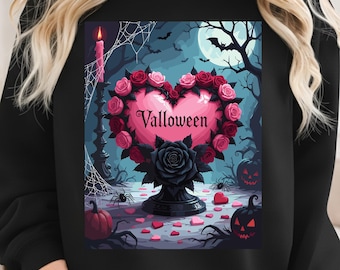 Valloween Romance and Menace PNG | Spooky Valentine PNG Gothic heart roses bats Halloween Valentine clipart, transparent 300dpi