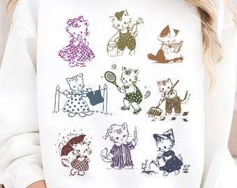 Vintage 90s Tattoo Cat Retro Kitten Cute Cat Lovers Cat Mom PNG | funny cats playing, vintage graphic tee design, alt aesthetic, instant DL