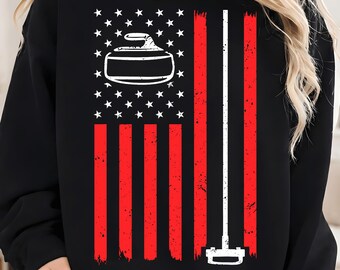 Curling USA Support Team American Flag Winter Sports Lovers PNG | Curling Gifts Png, USA Curling Fan, Winter Sports Sublimation Download Art
