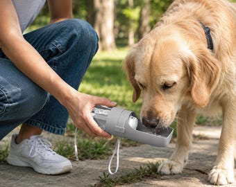 Botella de agua portátil para perros con recipiente para comida – Comedero portátil para mascotas