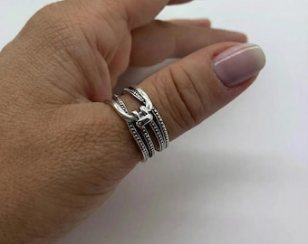 Adjustable Knot Weaved Sterling Silver Thumb Ring