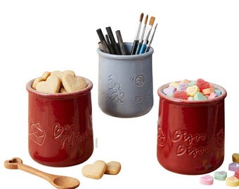 Limited Edition La Fermiere Pottery Pot Jar Bisou Bisou Be Mine or NYC Alpert