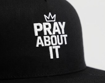 PRAY ABOUT IT Crown Embroidered Trucker Cap | 5-Panel Mesh Snapback