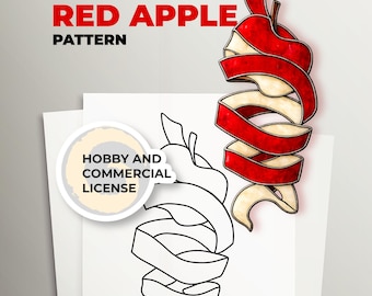 Modèle de vitrail en tranches de pomme rouge, modèle attrape-soleil (PDF A4)