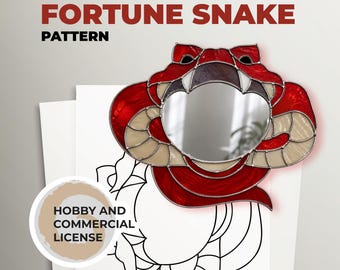 Motif de vitrail serpent de fortune, attrape-soleil serpent mystique (PDF A4)