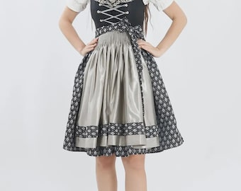 Abito Dirndl Black Grace / Costume da Oktoberfest bavarese da donna / Abito tradizionale tedesco Trachten con grembiule argentato