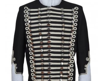 Giacca in pelliccia da ussaro prussiano napoleonico, uniforme militare