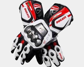 Guanti da moto in pelle Ducati, equipaggiamento protettivo da corsa per motociclisti.