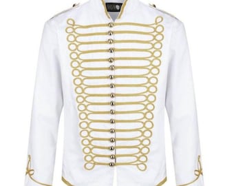 Giacca militare bianca da ussaro - Uniforme da parata con intrecci dorati