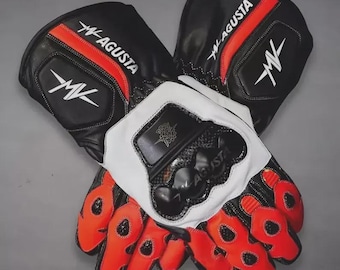 Guanti da moto MV Agusta Racing / Guanti da moto in pelle di alta qualità / Protezione completa delle dita / Abbigliamento sportivo da moto / Regalo per motociclisti