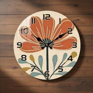 Relógio de parede floral boho, 30 cm, silencioso, sem tique-taque, funciona a bateria, decoração para casa