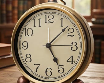 Metal Golden Retro Alarm Clock – Silent Quartz Battery Operated Desk Clock