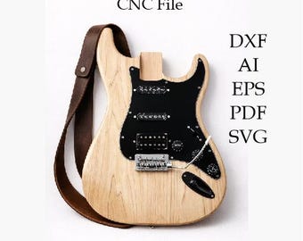 Guitare électrique Fender HSS Stratocaster CNC fichier guitare Vectric Aspire, guitare DIY