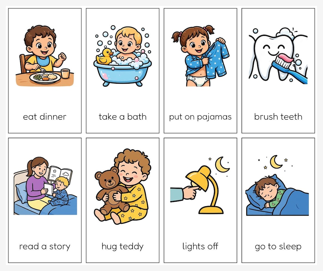 Bedtime Routine Cards | Visual Schedule for Autism & Toddlers ...